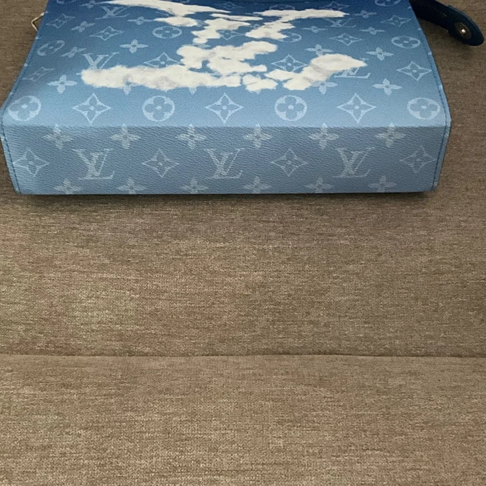 Louis Vuitton Virgil Abloh Blue Monogram Clouds Coated Canvas Pochette Voyage MM